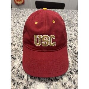 Vintage USC Trojans Sequined Logo Strapback Hat Red Gold by The Game Script